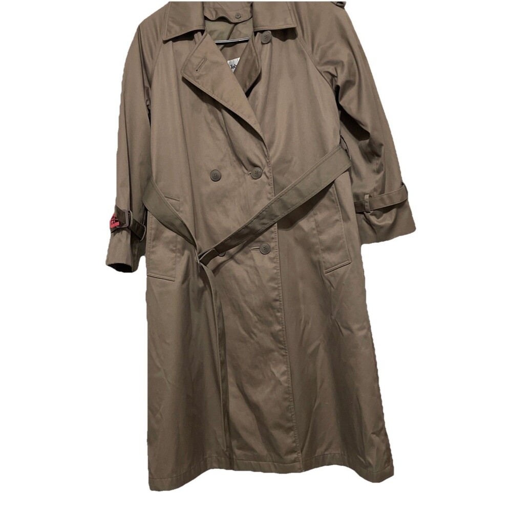 Vtg John Weitz Women Trench Over Coat double breasted sz 10P Lined Belted